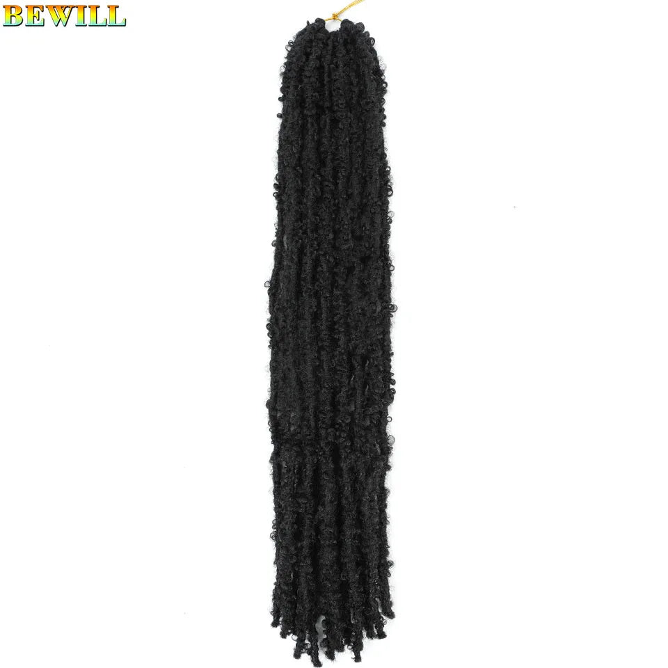 BEWILL 12 14 18 24 Inch Butterfly Locs Crochet Hair Pre-looped Synthetic Distressed Faux Braids Hair Soft Locs Goddess Locs Hair