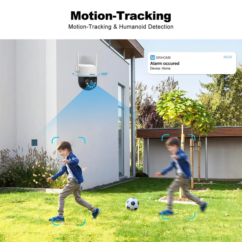 8MP 4K IP Camera 2.4G&5G WIFI Crying Detection PTZ Camera Smart Home Outdoor Camera Surveillance Monitor Srihome Wireless Camera