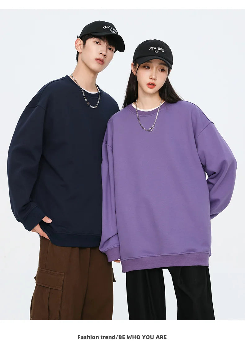 Autumn Oversized Purple Sweatshirts for Women Casual Streetwear Hoodies Women 2024 Female Long Sleeve Crewneck Pullovers Tops