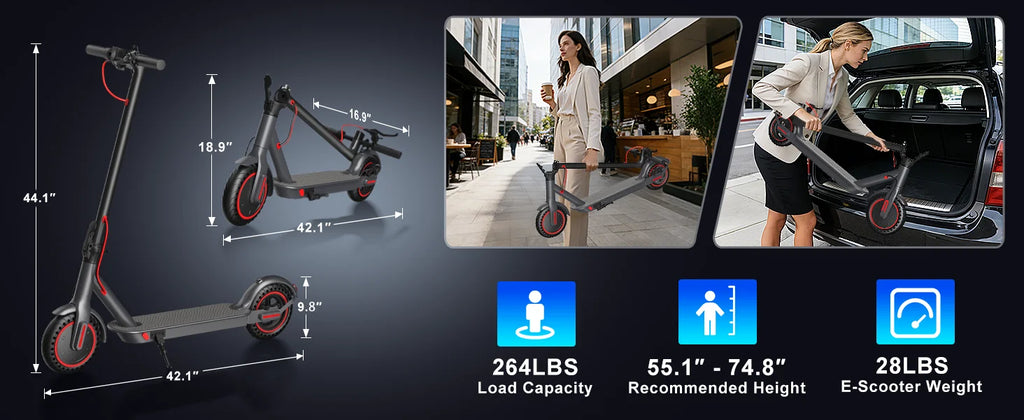 500W Motor Folding Electric Scooter For Adults 36V 5.2AH Battery Rang 8.5'' Solid Tire 18MPH 15Miles Long Range APP Control