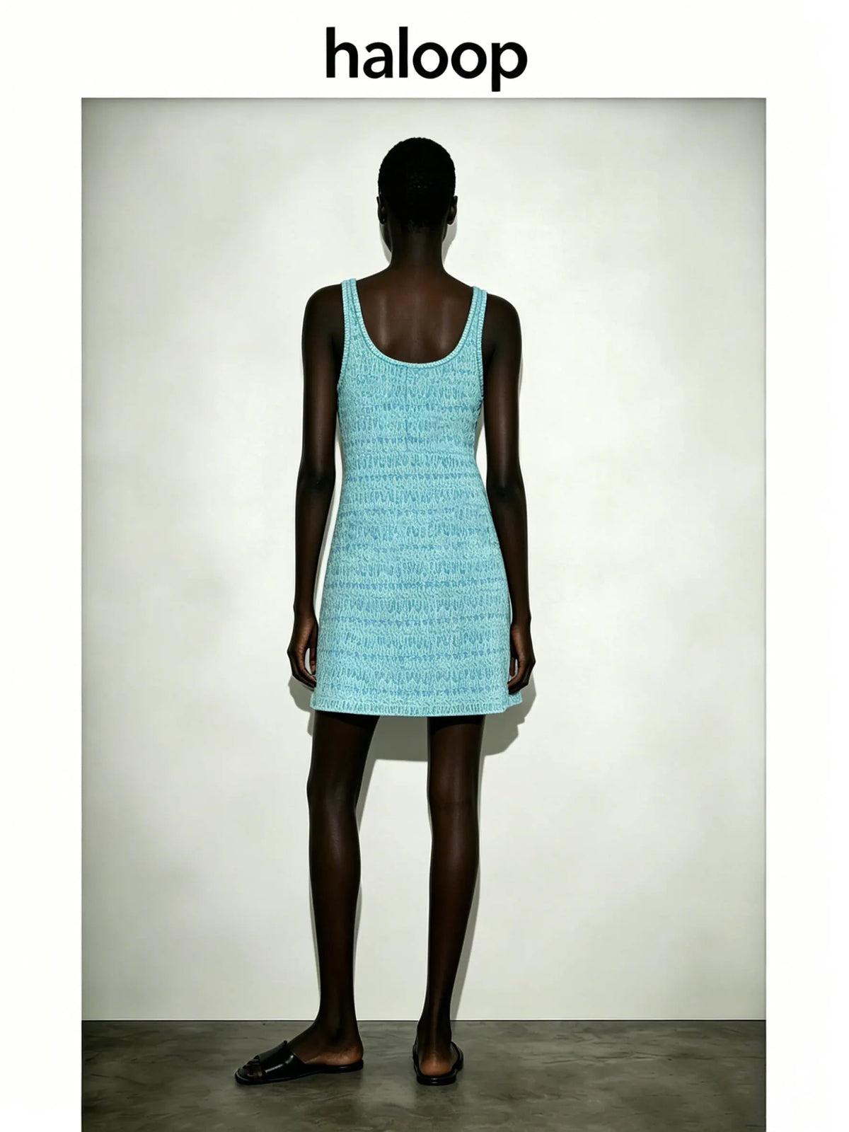 Textured Weave Sleeveless Tank Dress for Women Square Neck Decor Buttons Pocket Design Slim Bodycon Casual Summer Short Dress