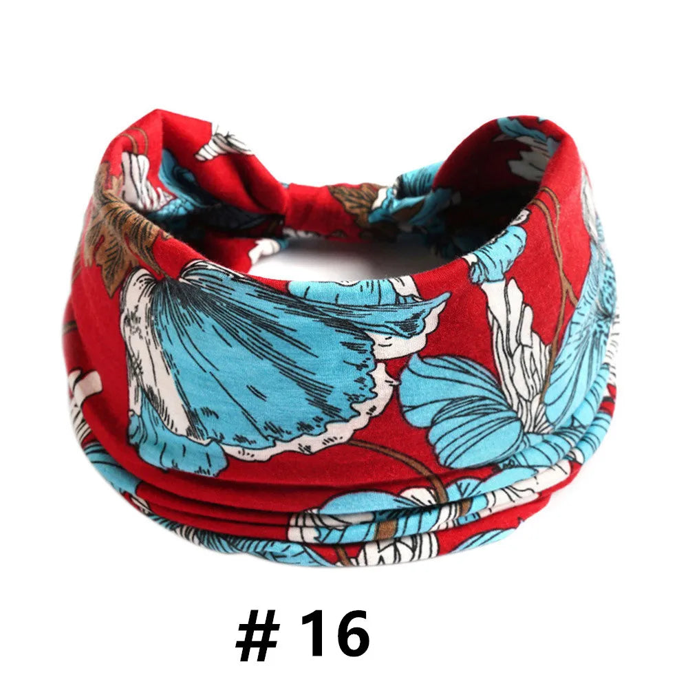 Boho Headbands for Women Cotton Wide Head Bands Stretch Hairband Non Slip Workout Yoga Running Turban Headwrap Hair Accessories