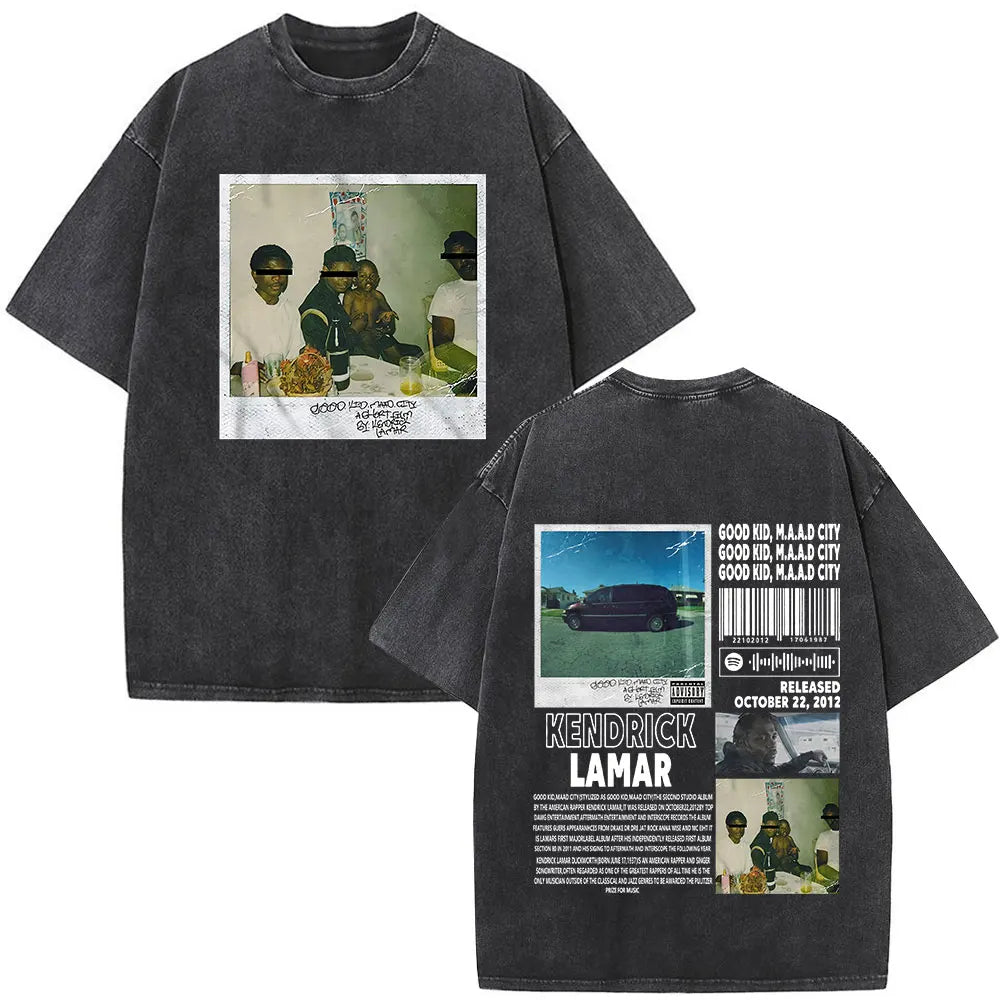 Kendrick Lamar To Pimp A Butterfly Graphic Vintage Washed T-shirts Men Fashion Hip Hop Retro Short Sleeve T Shirt Streetwear