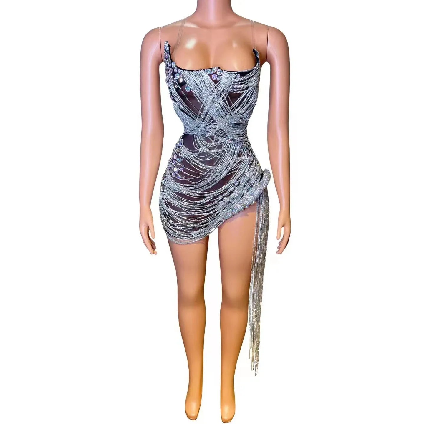 sexy rhinestone Wedding Party Dress Women's fashion Stage Costumes dress