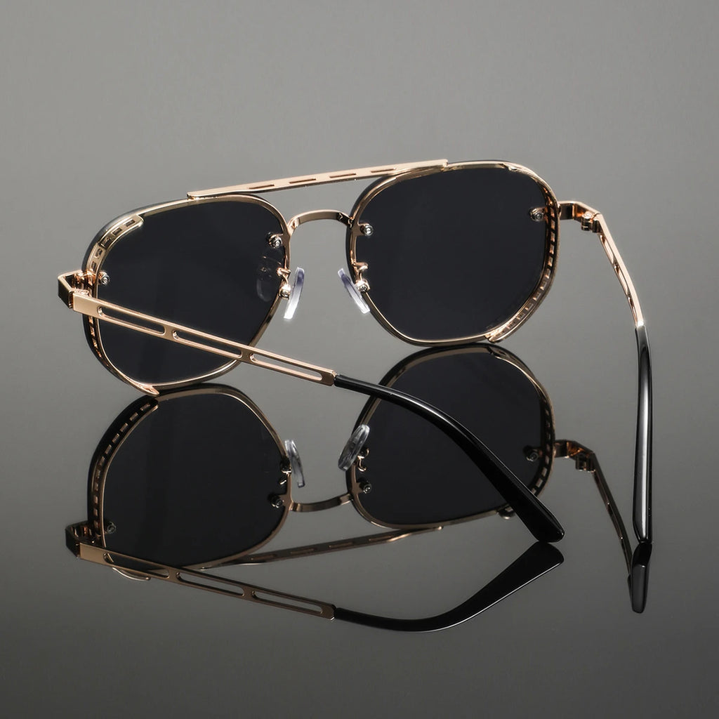 1 Pair of Men's Metal Oval Double-Bridge Glasses, Retro and Exquisite, High-End Luxury Business Style, Elegant and Trendy Fashion Eyeglass Frames, Unisex