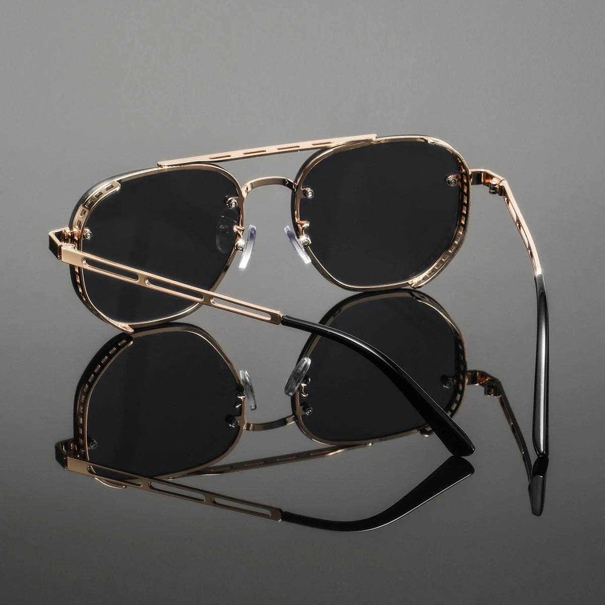 1 Pair of Men's Metal Oval Double-Bridge Glasses, Retro and Exquisite, High-End Luxury Business Style, Elegant and Trendy Fashion Eyeglass Frames, Unisex
