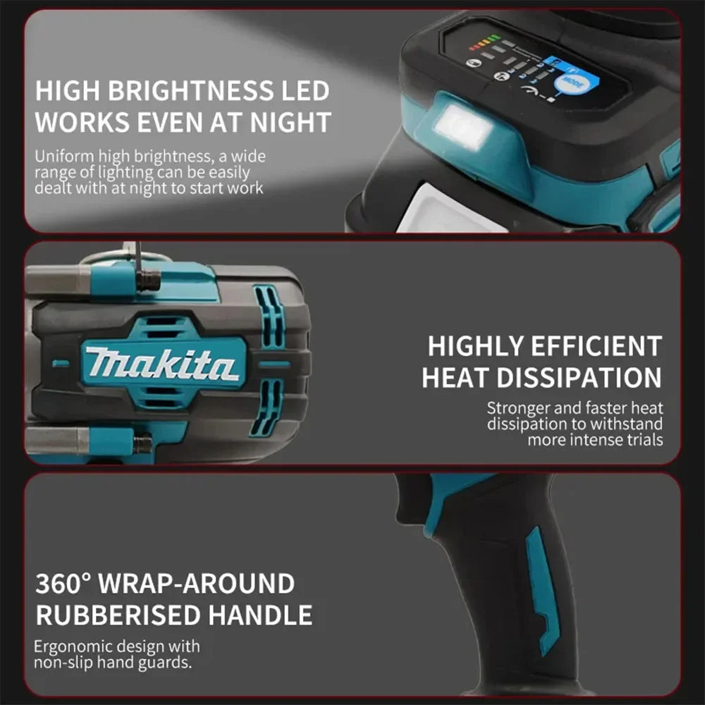 Makita 2000Nm Brushless Impact Wrench, High Torque, 1/2" Drive, Professional Automotive Tire Repair Tool,Racing repair tool