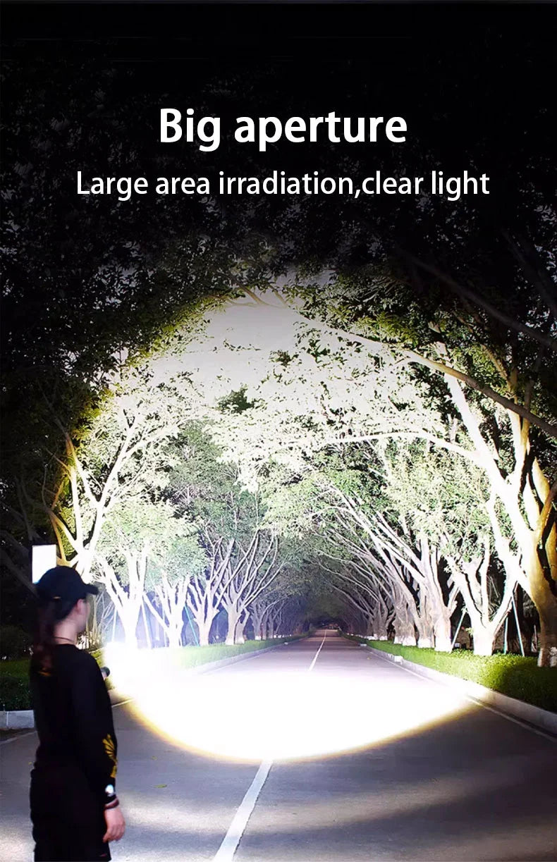 10000000lm Most Powerful Led Flashlight Rechargeable Type-c Flashlight Long Range 2000m Tactical Torch Light For Camping Hunting
