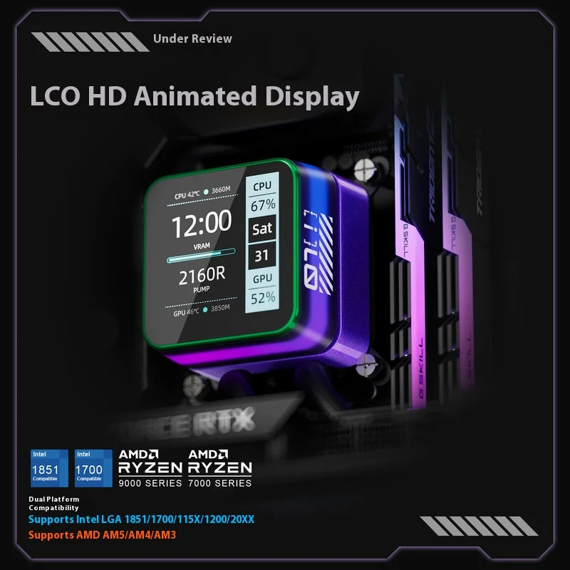 Power Train X-GAMERX S360 ARGB DIY screen display 2.73-inch LCD SCREEN Water Cooling 360mm Radiator 5V-3PIN CPU cooler