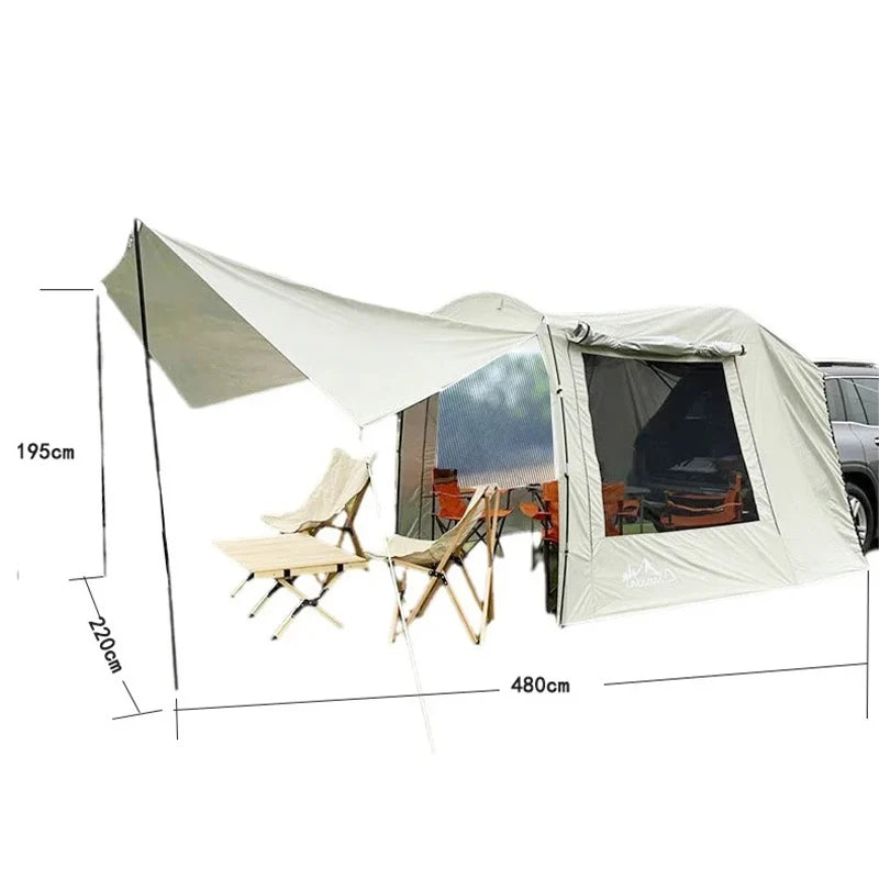 Outdoor SUV Car Camping tent Portable Waterproof Tent 3-4 people Dome Extension tent Sunshade Tunnel style tent,Large tent.