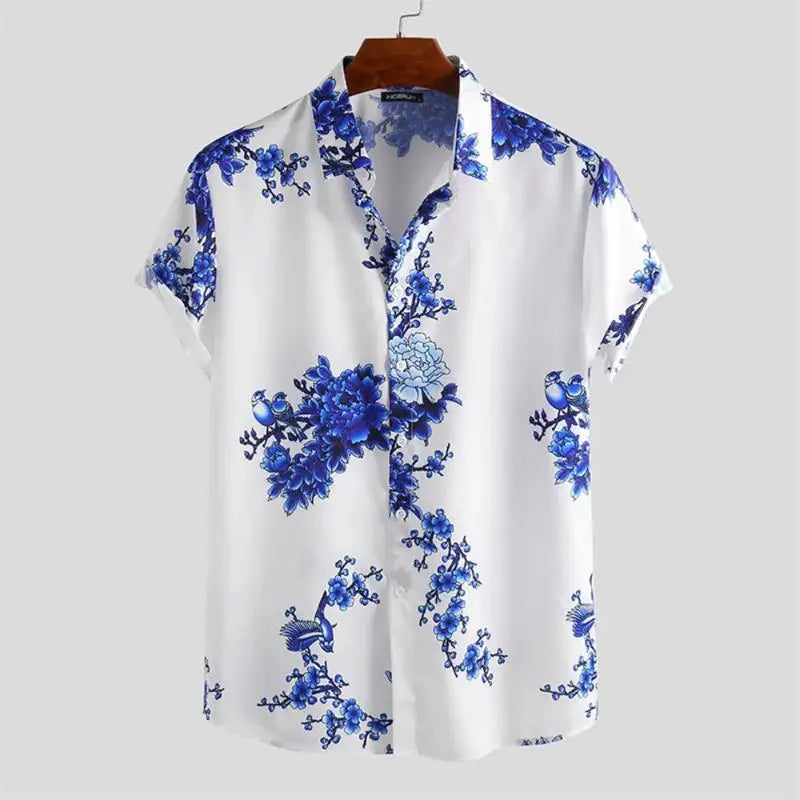 2026 Summer Men's Shirt Print Design Pattern Casual Loose Fashion Breathable Shirt