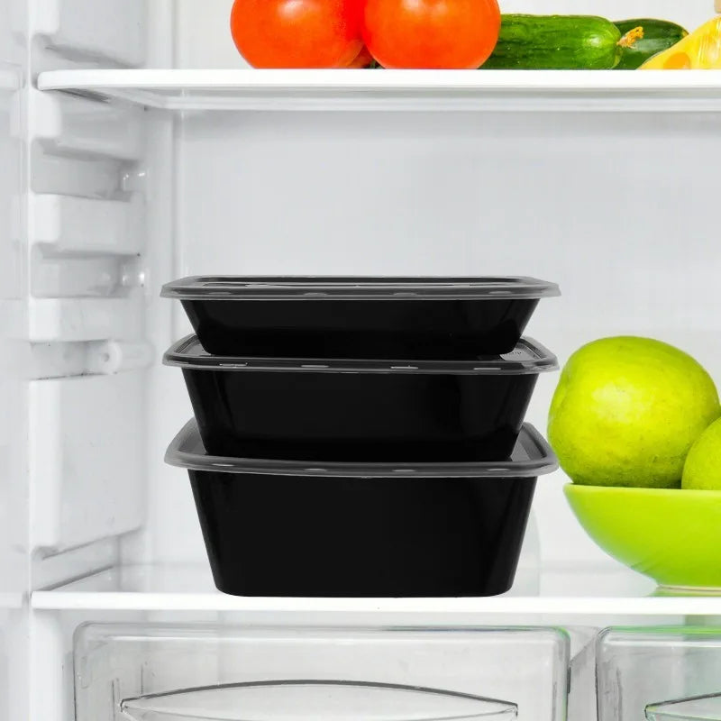 10/20x Food Storage Containers with Lids Meal Prep Containers Disposable Leakproof Black Lunch Bento Boxes Kitchen Tableware