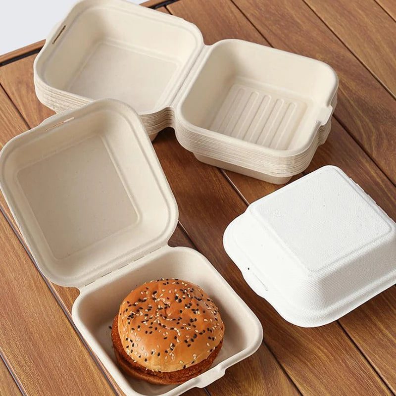 10pcs Disposable Bento Food Containers Baking Dessert Cake Bowl Packaging Burger Snack Boxes Microwavable Home Lunchbox