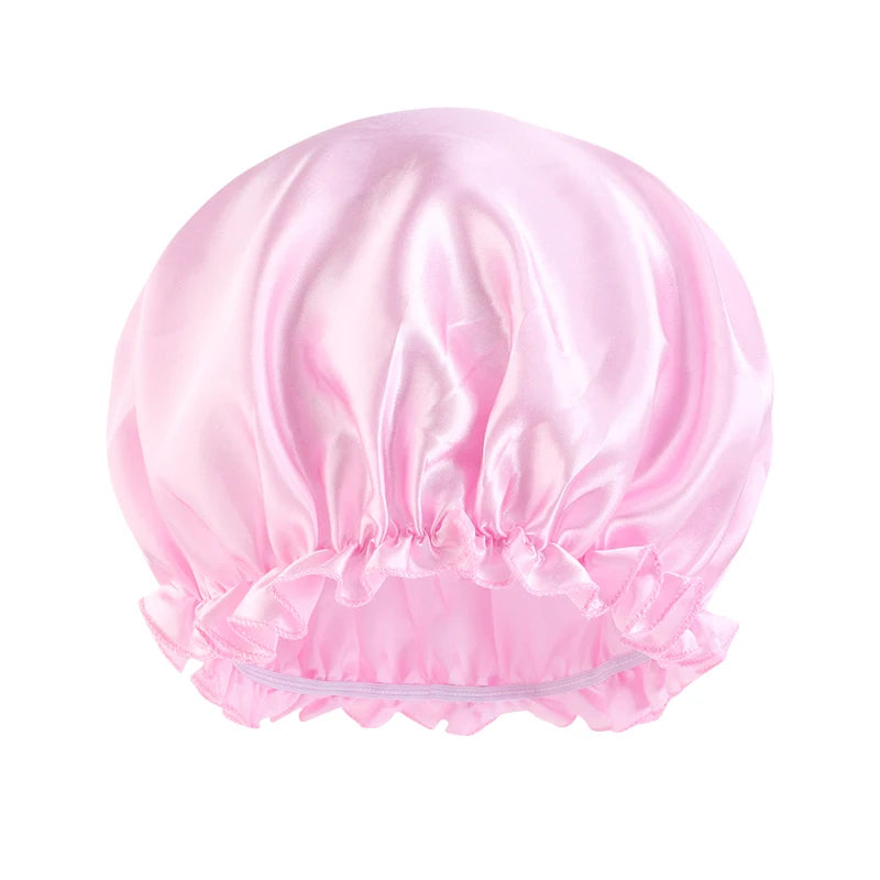 Solid Color Night Sleep Cap Women Elastic Satin Night Sleeping Hat Hair Care Bonnet Nightcap Makeup Head Wrap Cover Shower Cap