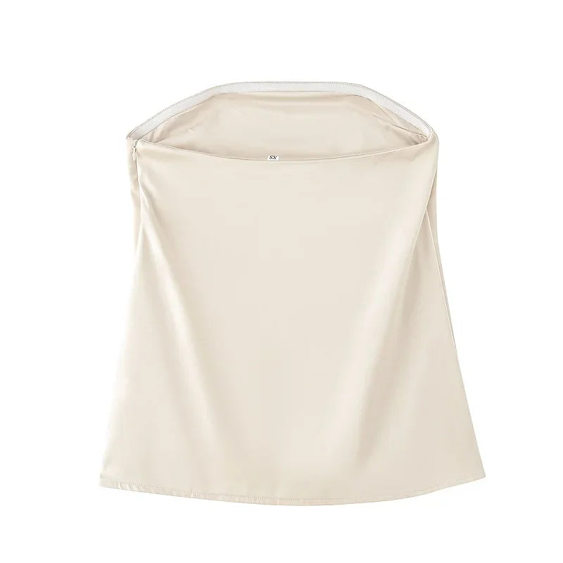 MUJER Women's Pants Sets off Shoulder Crop Top Woman Satin High Waist Pants Sets for Women 2 Pieces Summer Outfit Woman Trousers