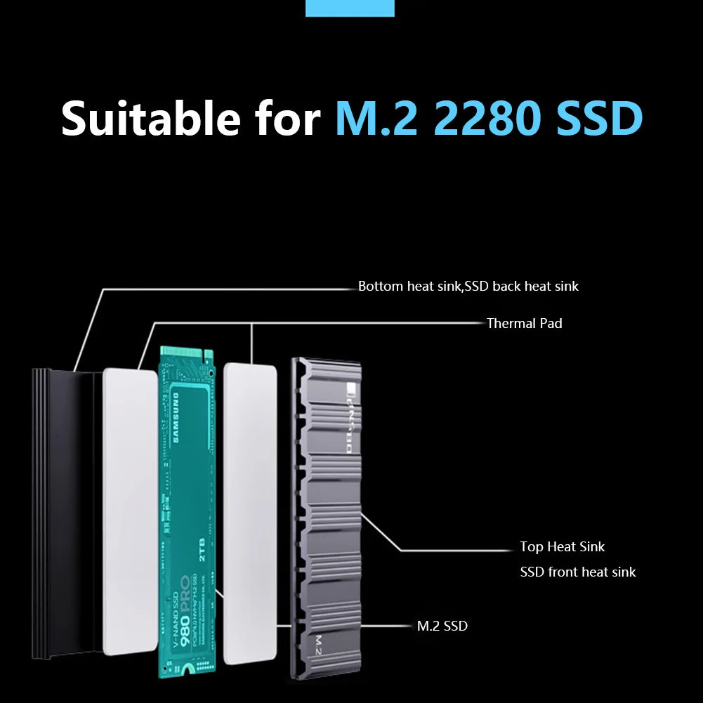Okvyuan M2 SSD NVMe Heat Sink Jonsbo M2 2280 Solid State Hard Disk Aluminum Heatsink with Thermal Pad for Desktop PC Accessories