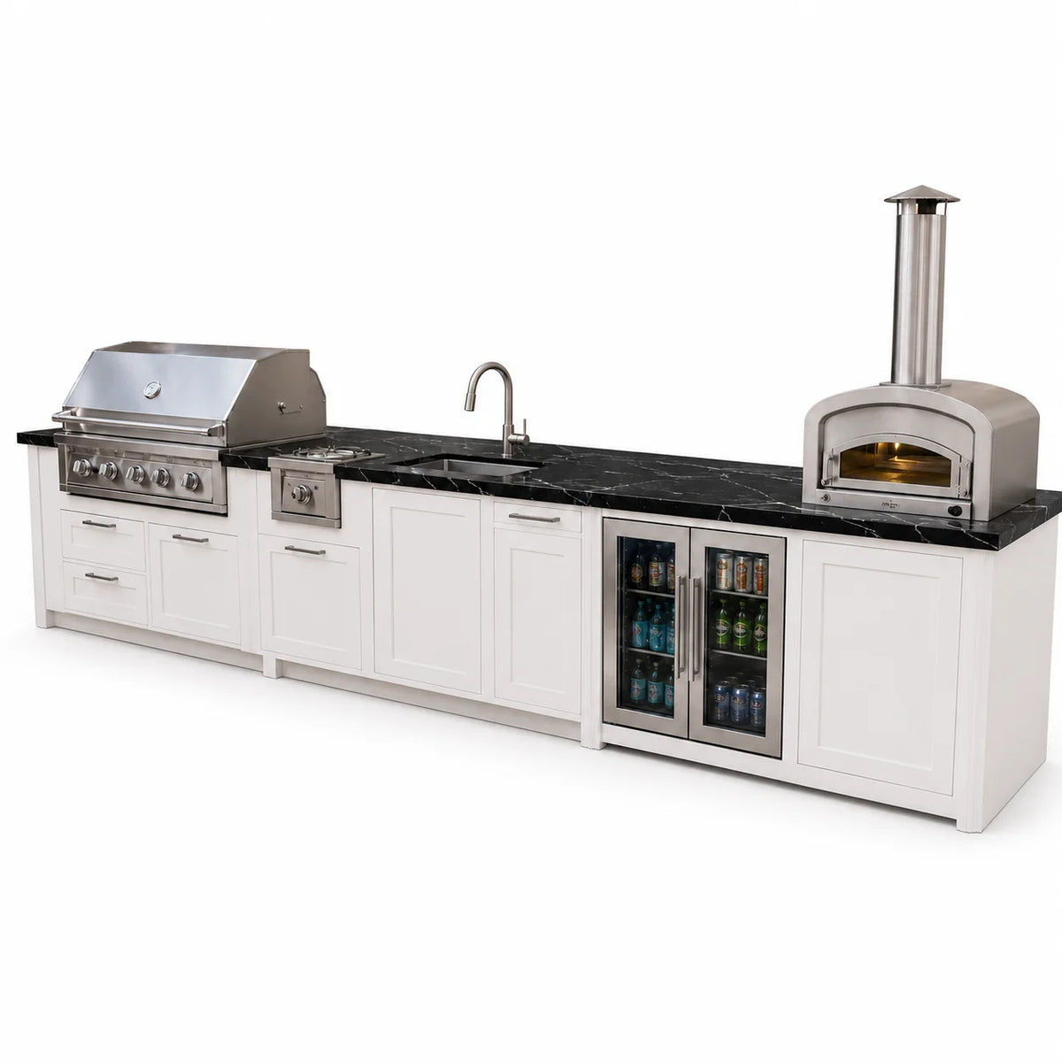 Custom 304 Stainless Steel Outdoor Kitchen Island Modular Patio Outdoor Cooking Grill Cabinet with Sink for Courtyard & Terrace
