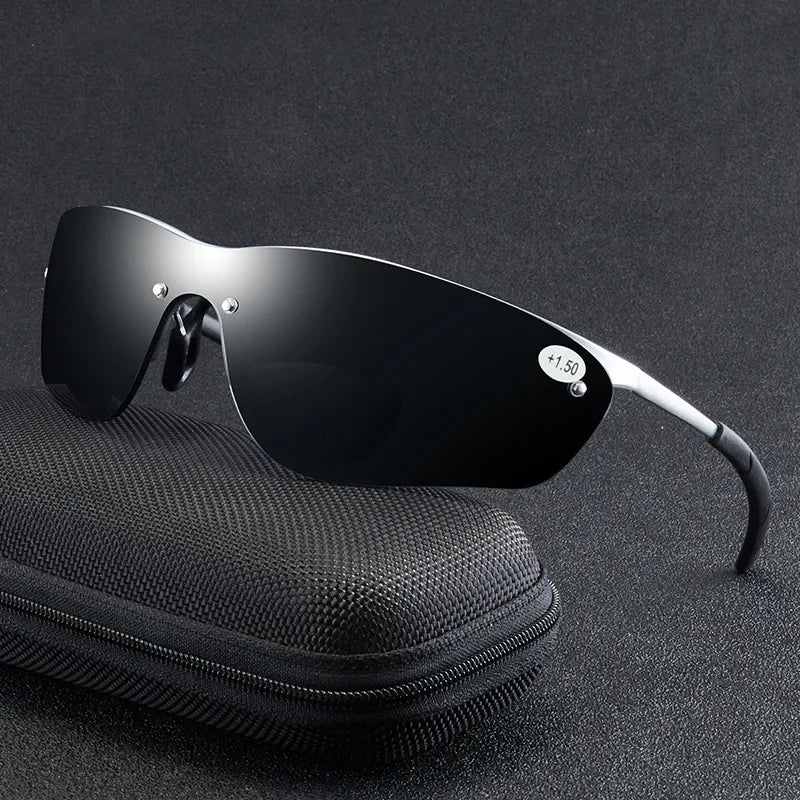 Fashion Men Bifocal Sunglasses Dual-use Far Near Reading glasses Silver Spring Frame Sports Goggles +100 +150 +200 +250 +300