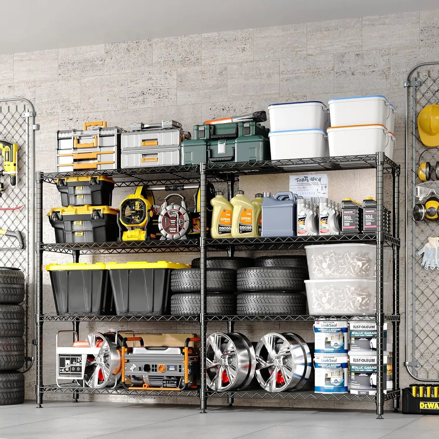 Heavy Duty Storage Shelves 4/5 Tiers Metal Shelving Unit Adjustable Organization Pantry Shelves for Kitchen Garage Commercial