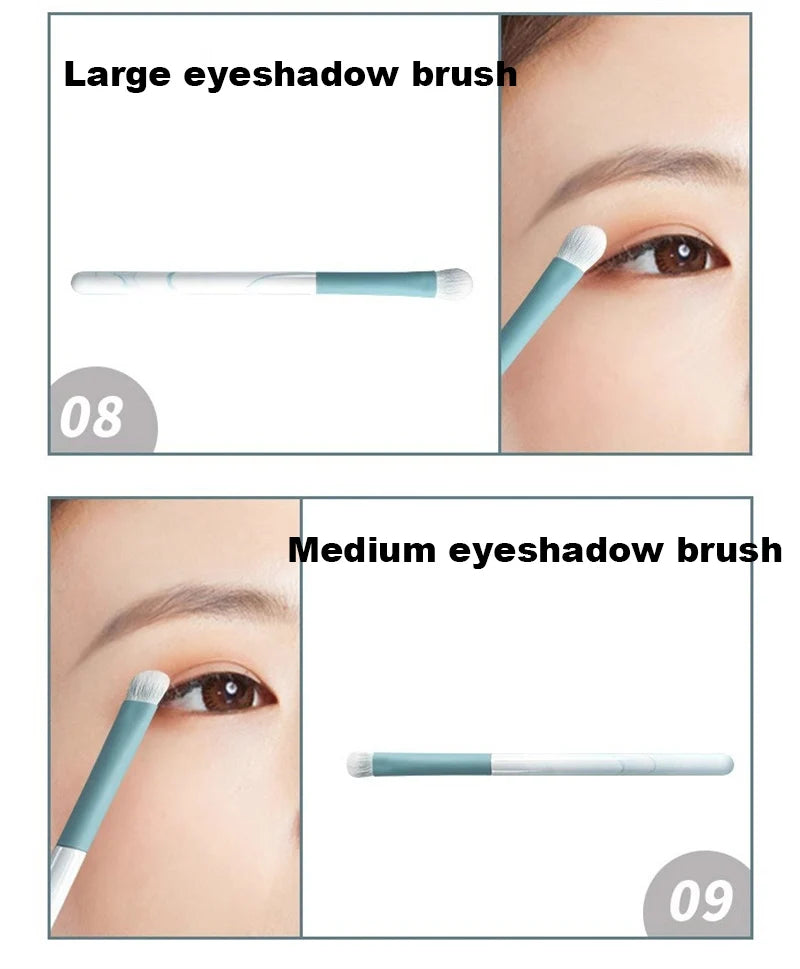 12pcs Makeup Brushes Set Portable Foundation Powder Blending Blush Concealer Synthetic Fiber Bristle Brush Blending Makeup Brush