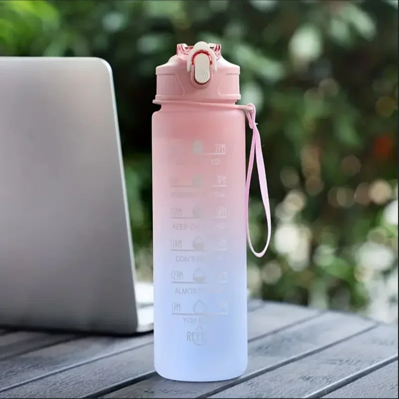 Sports Water Bottle with Time-Tracking Straw Leak Proof Locking Flip Cover for Easy Carry Ideal for Outdoor Adventures