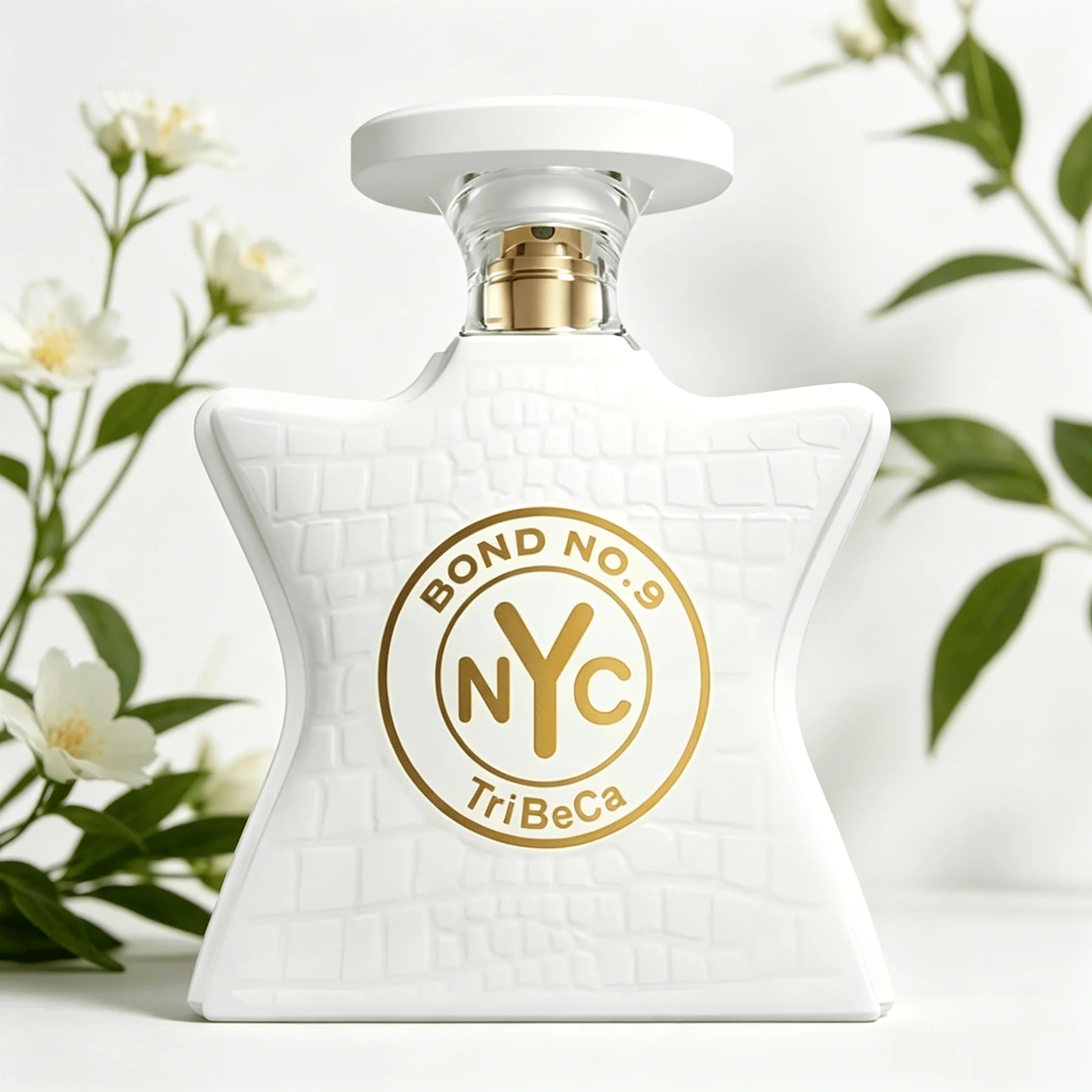 Bond No.9 NYC TriBeCa EDP Perfume For Unisex Crisp White Jasmine Floral Citrus Soft Musk Aroma Long Lasting Matte White Croc Embossed Star Shaped Bottle With Gold Nozzle Daily Dating Wedding Present