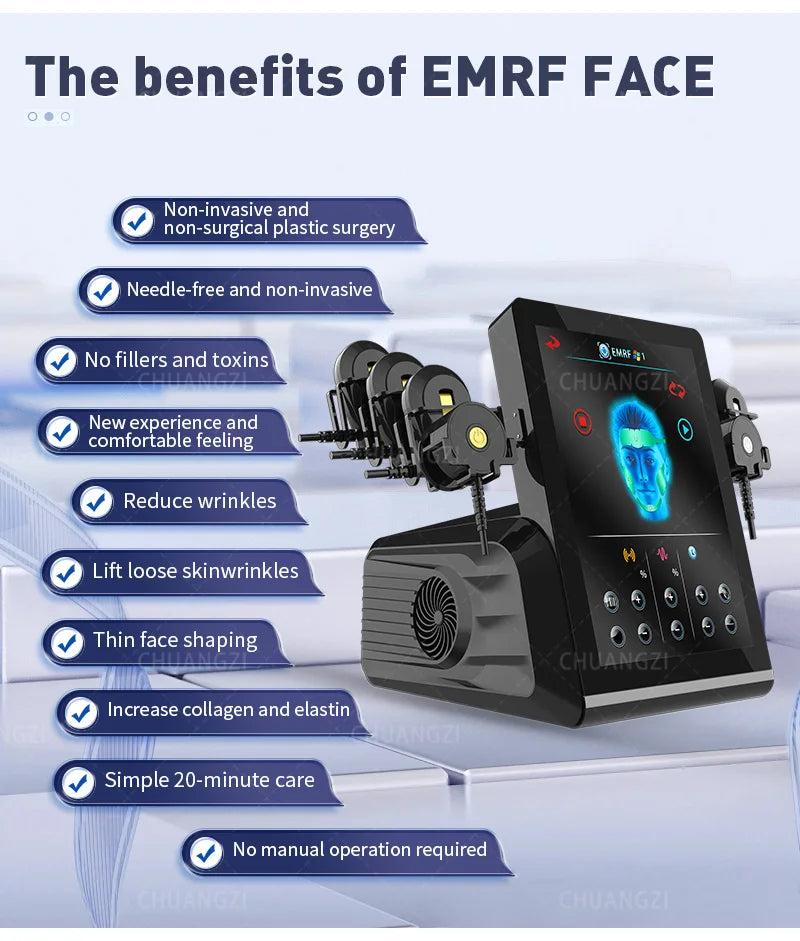 Ems RF Facial Electrostimulation Face Lifting Machine  6 Handles Sculpt Face Pads Massager Device Anti Aging Wrinkles Removal