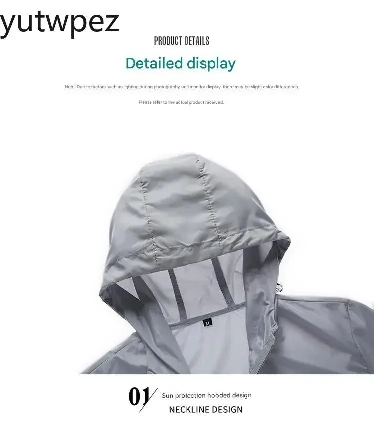 Outdoor Hiking UPF50+ Summer Sun Protection Running Men's Casual Quick-drying Bicycle Sports Hooded Jacket Thin Skin Windbreaker