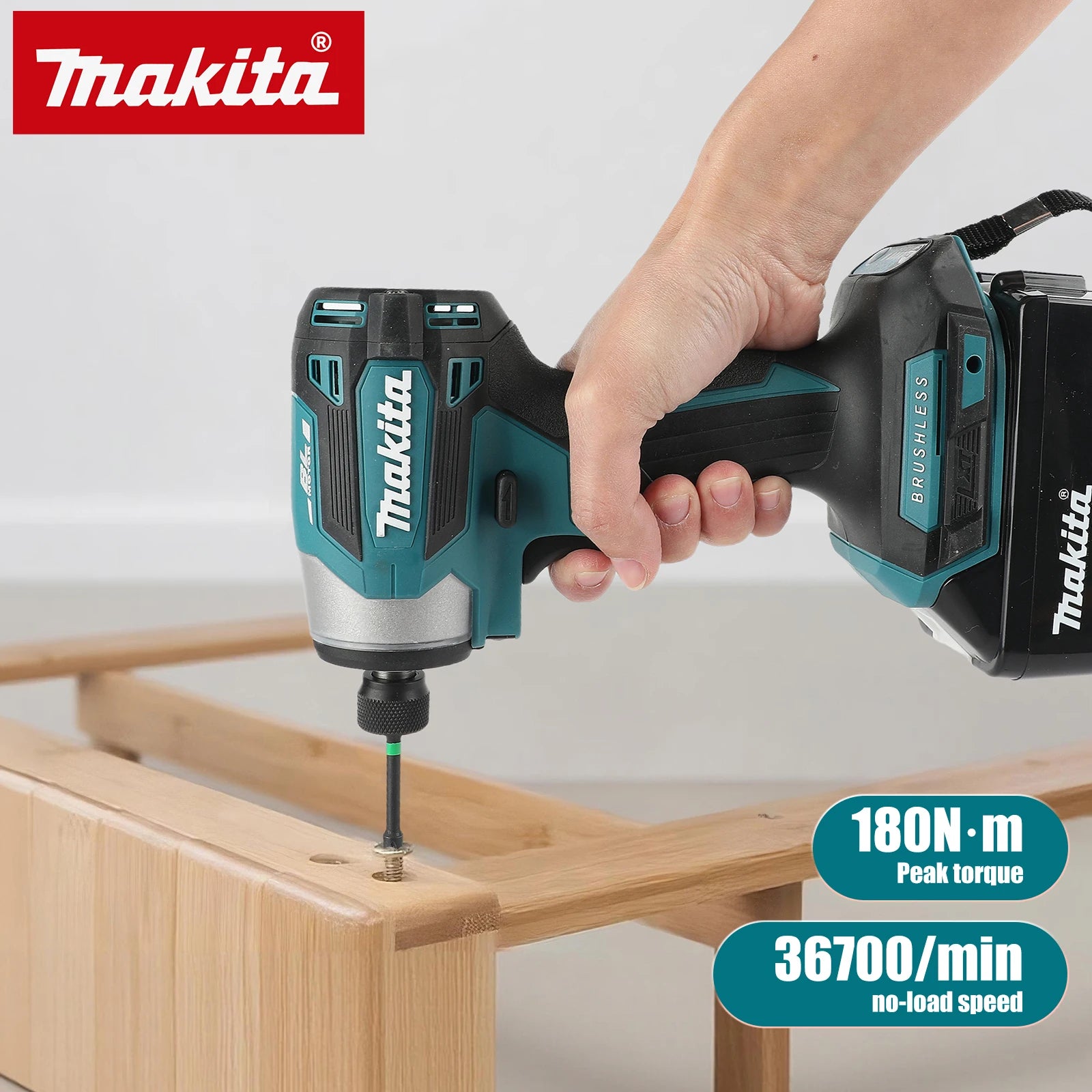 Makita 18V DTD173 Blue Brushless Drill Power Tool for Home Improvement and DIY 180Nm Electric Wood/Bolt/T-Mode