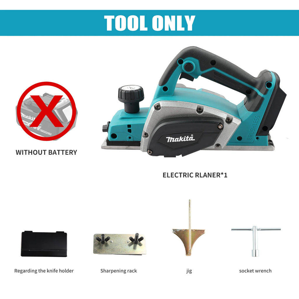 Makita Electric Planer:82mm Planing Width,15000rpm,650W Power,2.5mm Cutting Depth,Ergonomic Grip forDIY Woodworking&Board Making