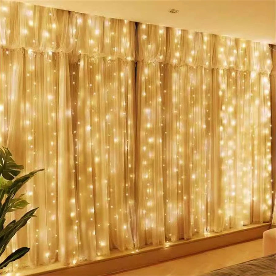 Window Led Curtain String Lights 8 Modes Light Fairy For Bedroom Usb Powered With Remote Control Party Wedding Decoration Gifts