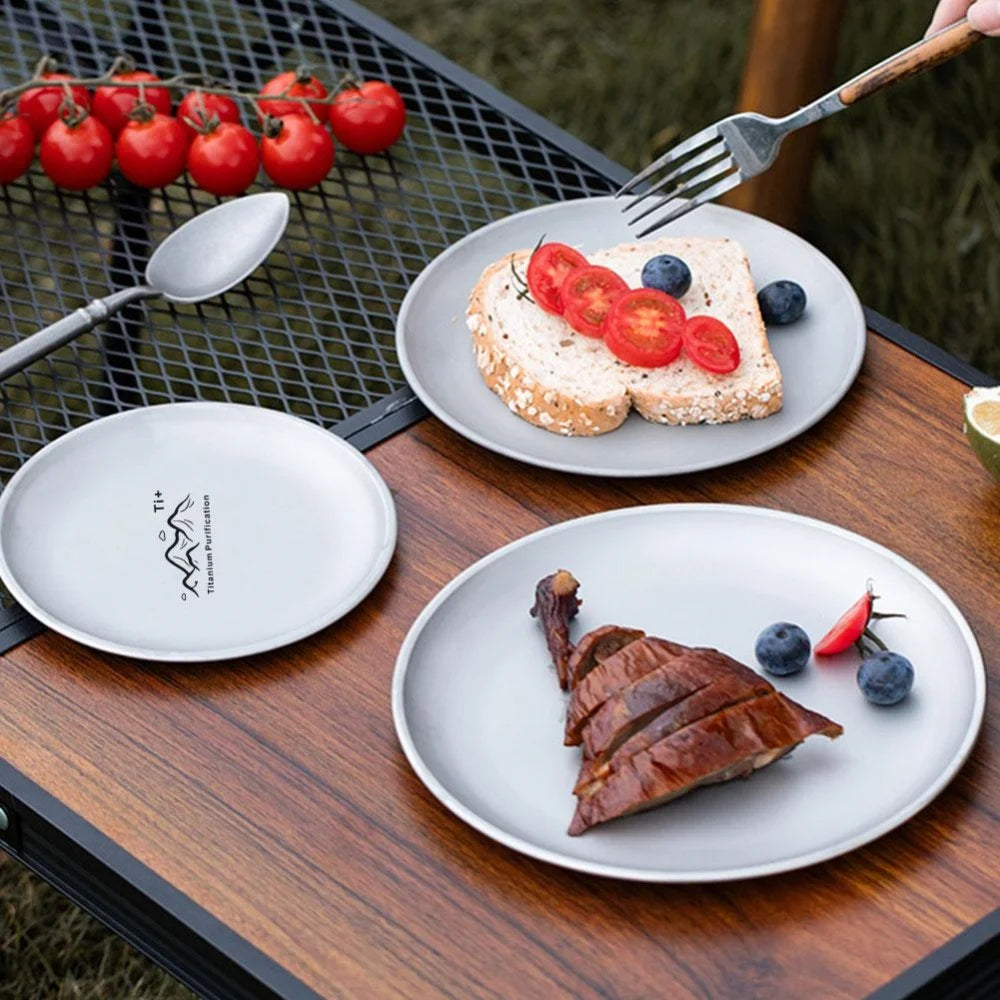 Camping Plate Lightweight Camping Plate For Barbecue Home Dinnerware Round Frosted Picnic Gear Reusable Tableware