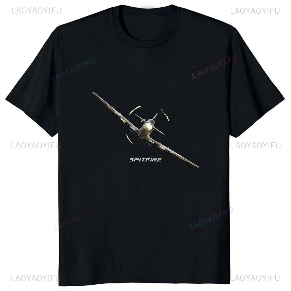 Hot Sale WW2 Battle of Britain Legend Supermarine Spitfire Fighter T-Shirt Harajuku Summer Short Sleeve Casual Y2k Mens T-shirt
