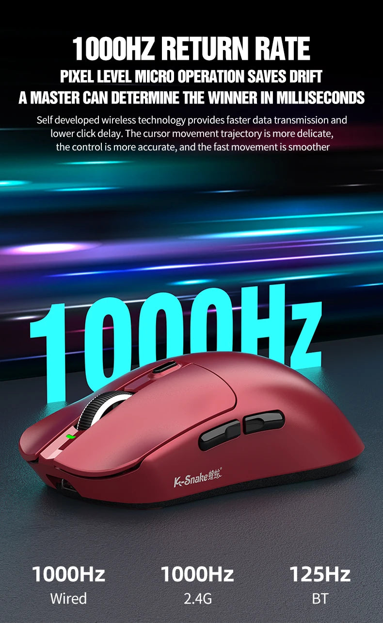 KEBIDUMEI X11 PAW3311 Tri-Mode Wireless Mouse 12000 DPI Gaming Mouse RGB Touch Magnetic Charging Base Bluetooth /2.4G/Wired Mice