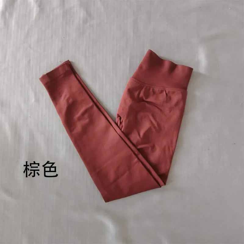 Denyf Seamless Sports Leggings Women's Hip Yoga Leggings Quick-Drying Fitness Tights Solid Color Training Hip Customizable Label