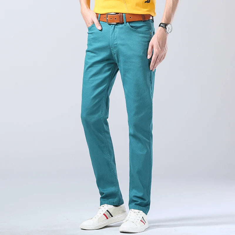 Men's Classic Denim Pants 2022 New Fashion Casual Straight Stretch Slim Fit Jeans High Quality Cotton Colorful Brand Pants