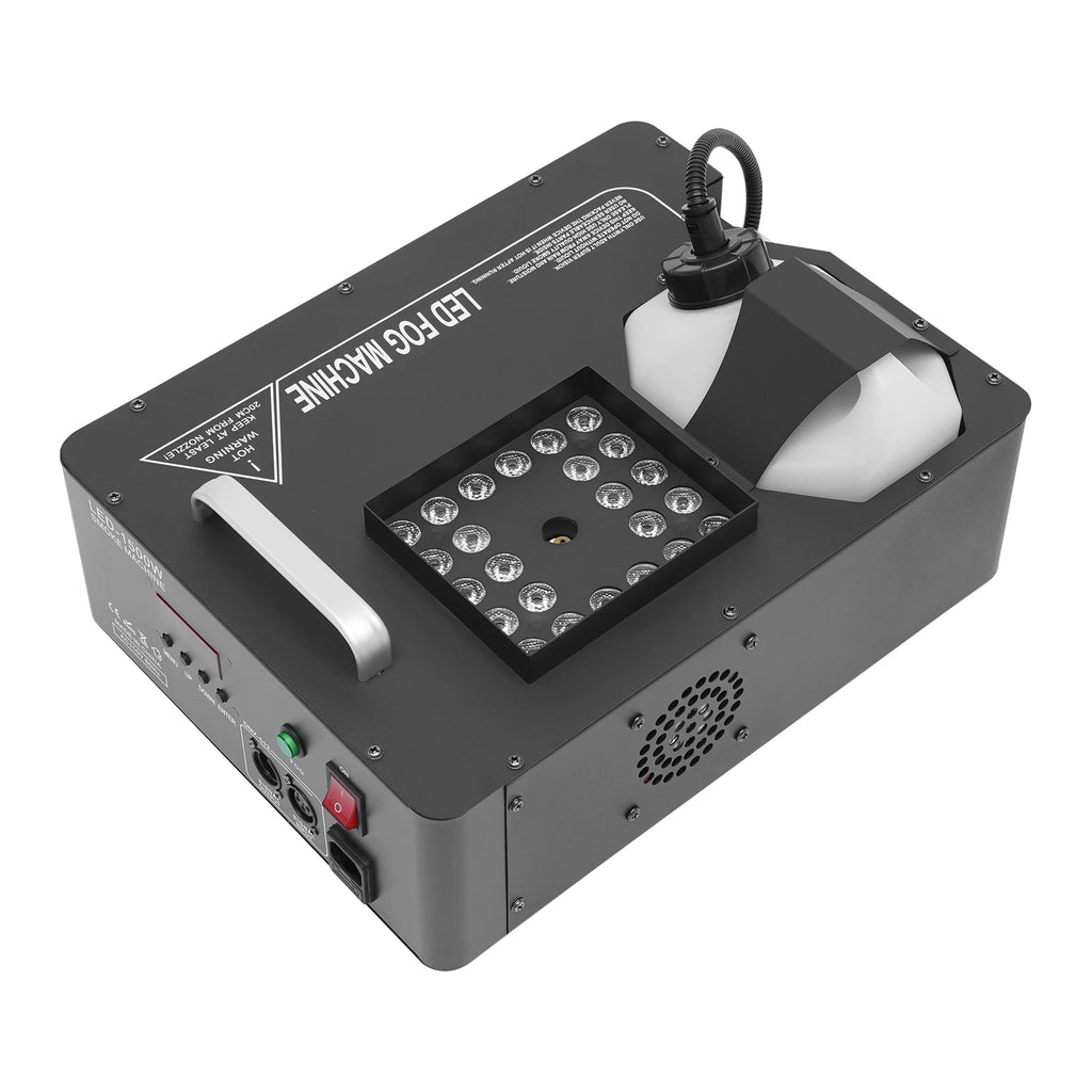 24led 1500w Column Smoke Generator 3-in-1 with Built-In Power Adapter 16.54*12.6*9.45 in Fog Smoke Machine with Remote Control Seven Light Colors 0.53 Gal Oil Tank for Wedding Haunted Houses Halloween Parties Christmas Clubs