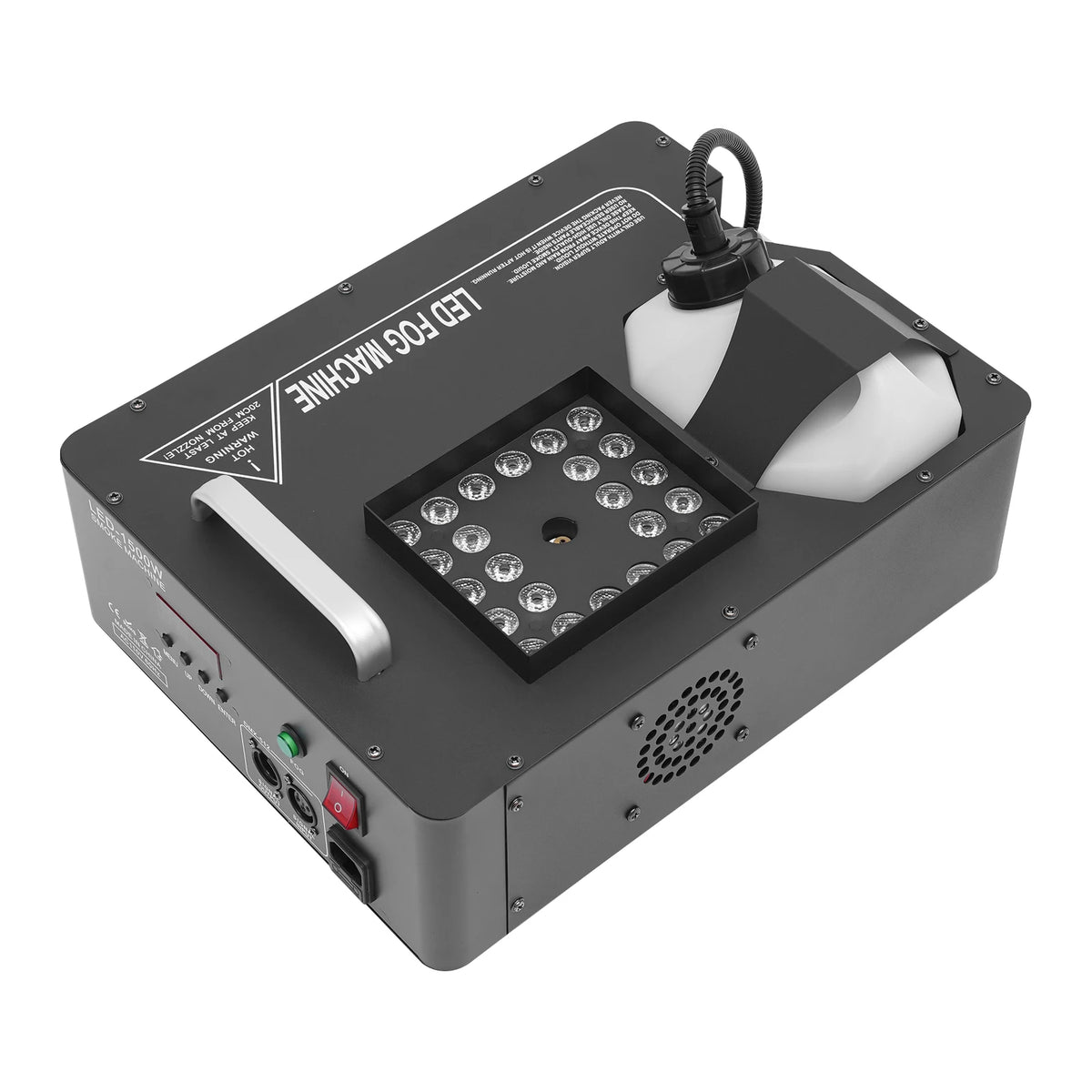 24led 1500w Column Smoke Generator 3-in-1 with Built-In Power Adapter 16.54*12.6*9.45 in Fog Smoke Machine with Remote Control Seven Light Colors 0.53 Gal Oil Tank for Wedding Haunted Houses Halloween Parties Christmas Clubs