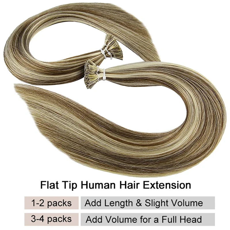 Remy Hair 1g/s 18-28 inch Real Remy Flat Tip Human Hair Extension Silky Straight Dark Brown Pre Bonded Keratin Fusion Hair