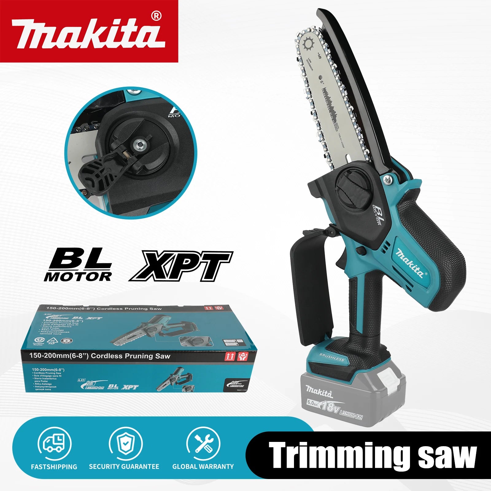 Makita Electric 6-inch Logging Sawzall Mini Portable Chainsaw 21V Cordless Chainsaw For Woodworking With Small Handheld