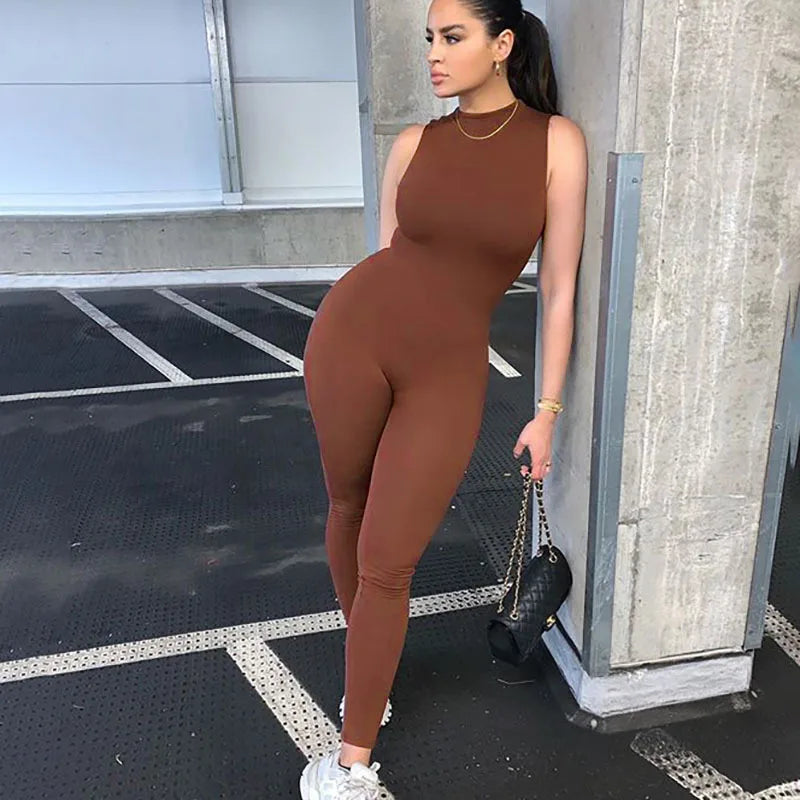 Pencil Jumpsuit for Women Full Seasons Casual Fitness Sporty Playsuit Sleeveless Slim Activewear All In One Jumpsuit Clothing