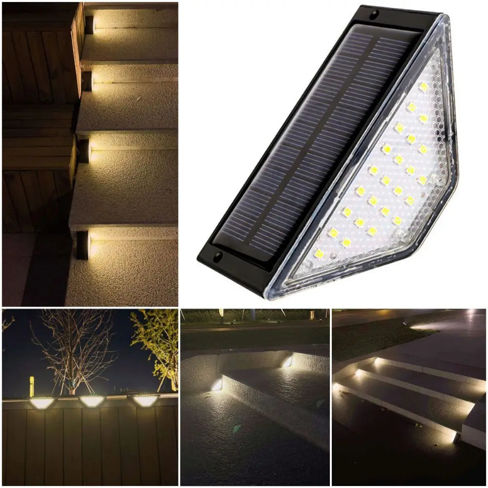 Triangle Solar Step Lamp Warm Light Garden Decoration Stair Light Atmospheric Ornament LED Outdoor Floor Light Garden Path