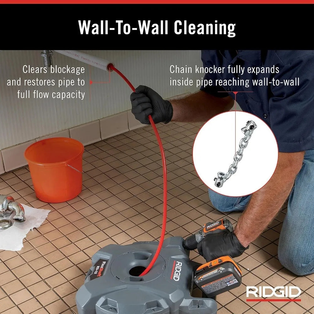 Professional Drain Cleaning Machine Compact Drain Cleaner for 1 1 4 to 2 Pipes 1 4 x 30 Feet Wall to Wall Flex Shaft