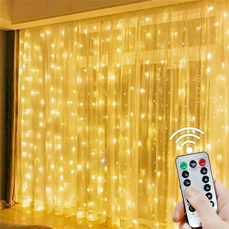 Window Led Curtain String Lights 8 Modes Light Fairy For Bedroom Usb Powered With Remote Control Party Wedding Decoration Gifts