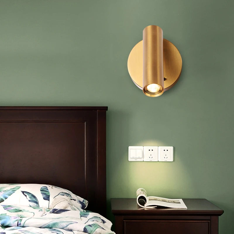 LED Wall Lamps with Switch Rotatable Adjust Aluminum 3W Spotlight Bedside Reading Light Hotel Bedroom RV Sconce Light Fixture