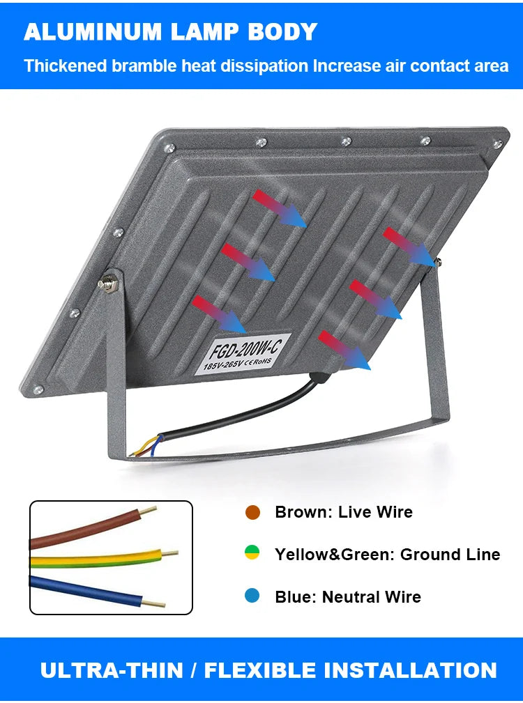 50W 100W 200W 300W 500W Led Floodlight Outdoor IP66 Waterproof 220V Reflector LED Garden Lighting Street Lamp Wall Flood Lights