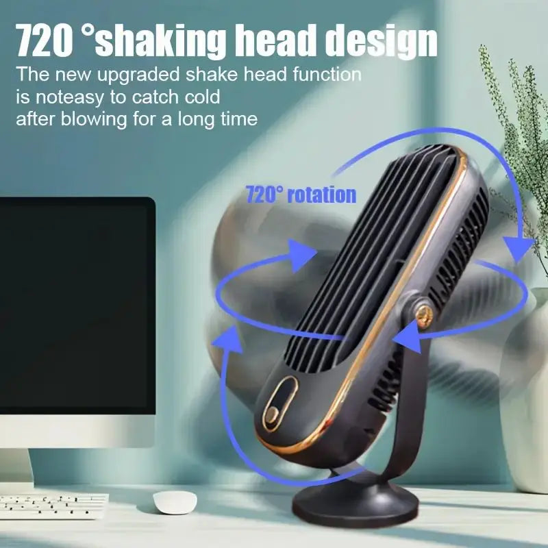 Portable USB Fan | 5 Speeds, 720° Swivel, Quiet Cool Breeze, Air Circulation, Indoor/Outdoor Use, Ideal For Home, Office, Travel - Beauty