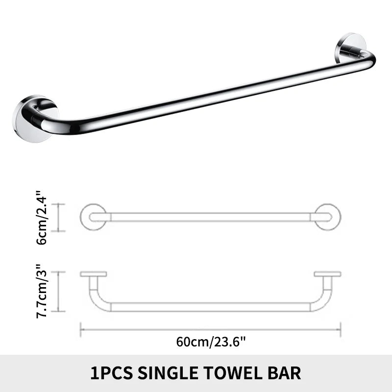 Bathroom Accessories Towel Rack Shelf Paper Holder Stainless Steel Toilet Brush Holder Hand Towel Ring Robe Hook Hanger Chrome