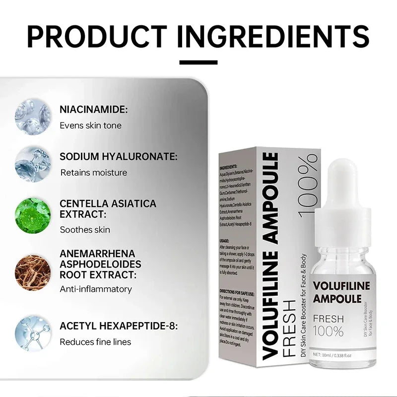 Volufiline Asiatica Ampoule 10ml Plumping Soothing Facial Serum Hydrating Moisturizing Essence Gentle Daily Skin Care Ampoule