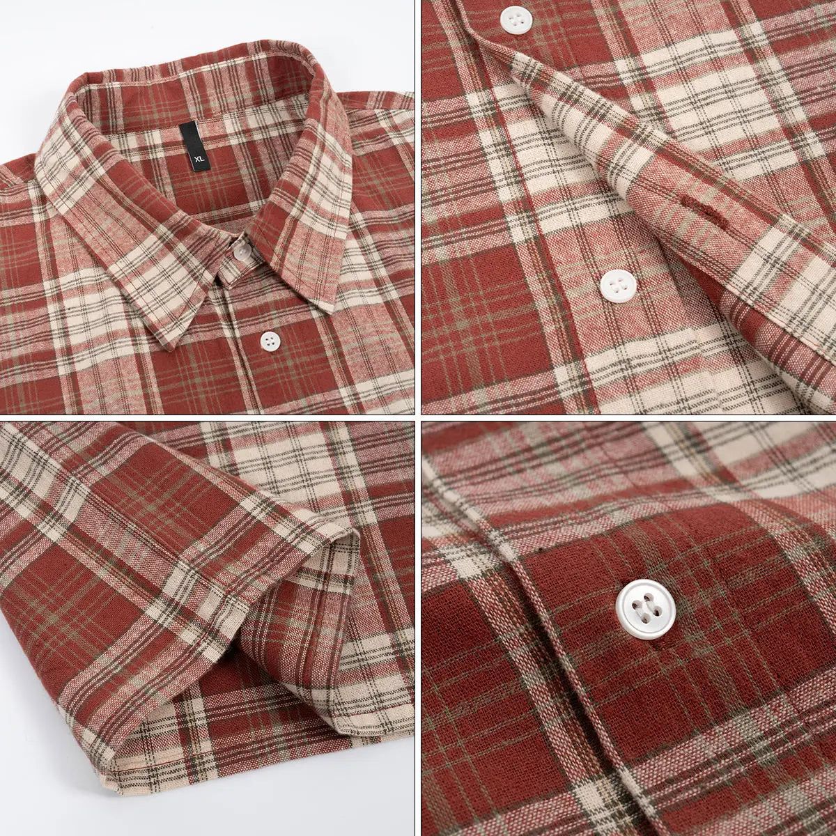 Mens 100% Cotton Short Sleeve Cropped Plaid Shirt for Summer Boxy Fit Button Up Custom Flannel Fashion Street Clothes Unisex
